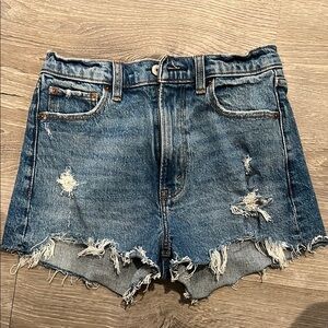 Abercrombie & Fitch Jean Mom Shorts Distressed Blue